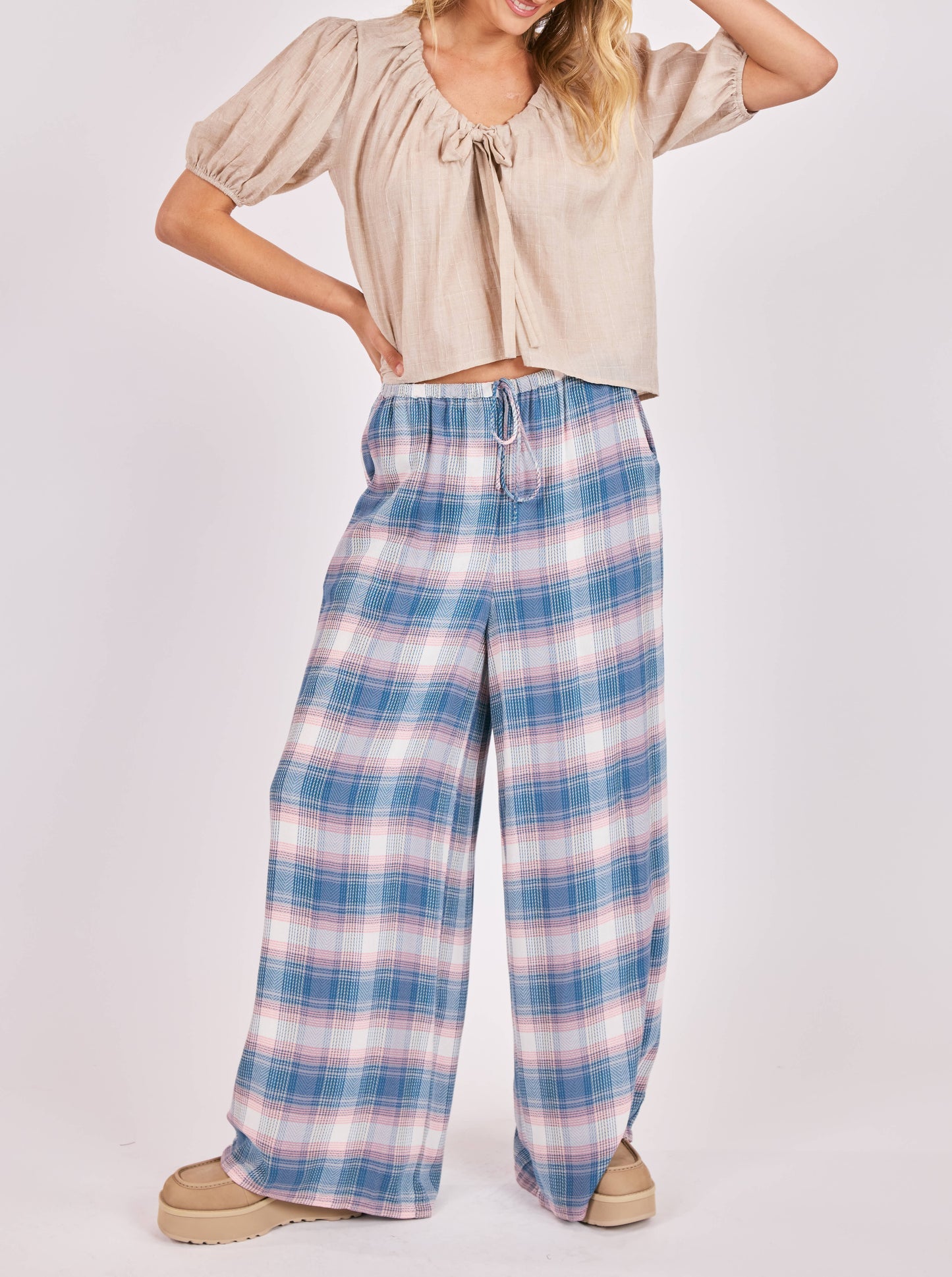 DAY'S END FRONT TIE BLOUSE