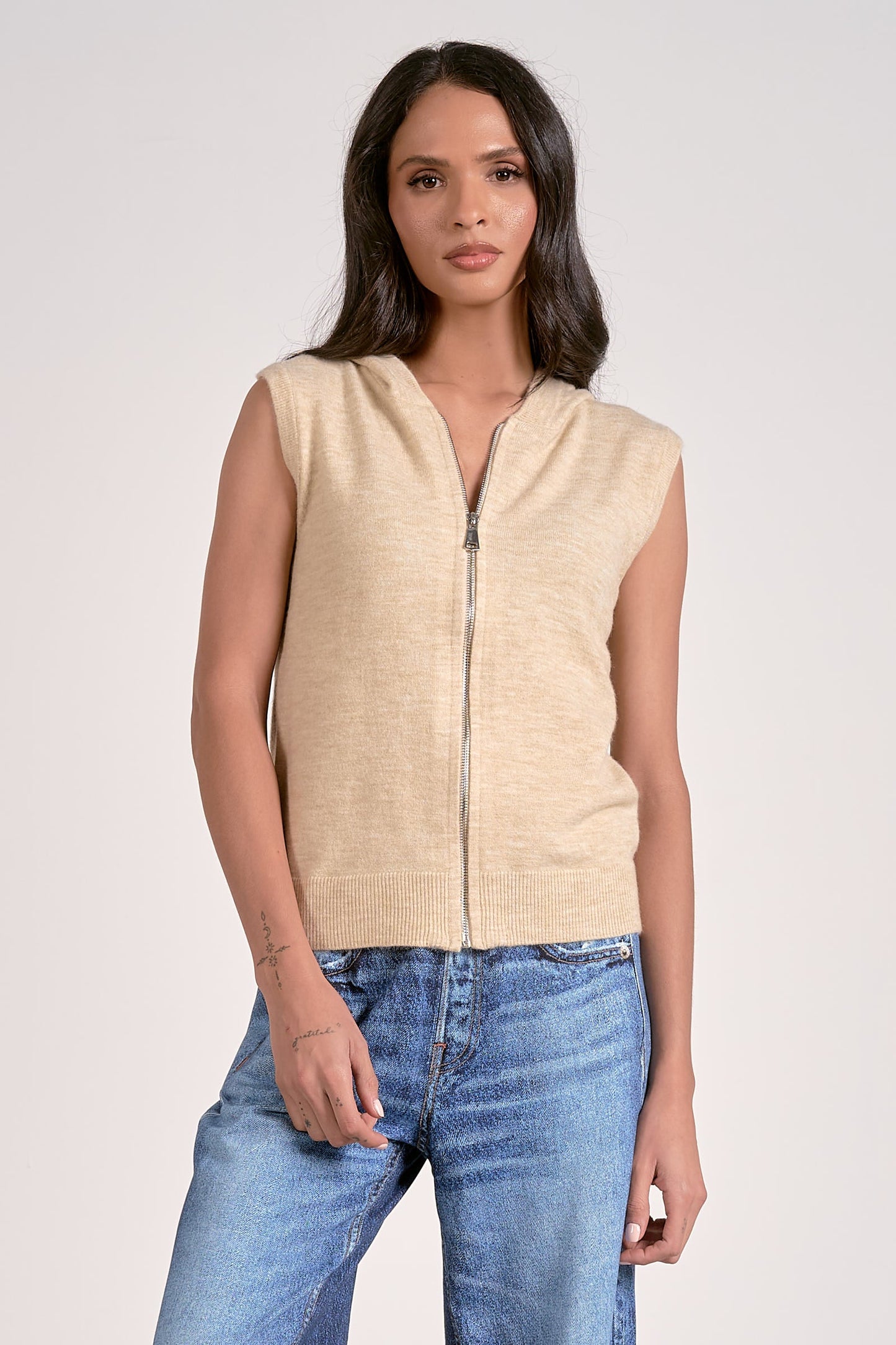 Elan sleeveless sweater zip up hoodie