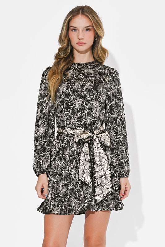 Sasha Pleated Long Sleeve Mini Dress