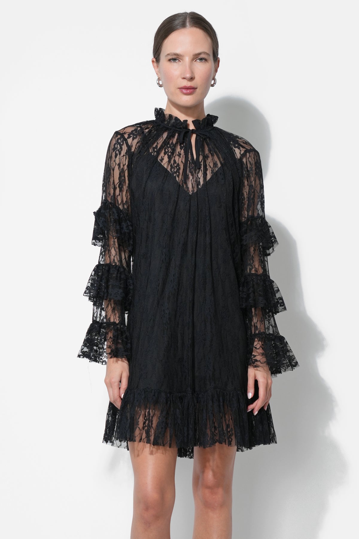 Lorena Lace Ruffled Shift Dress