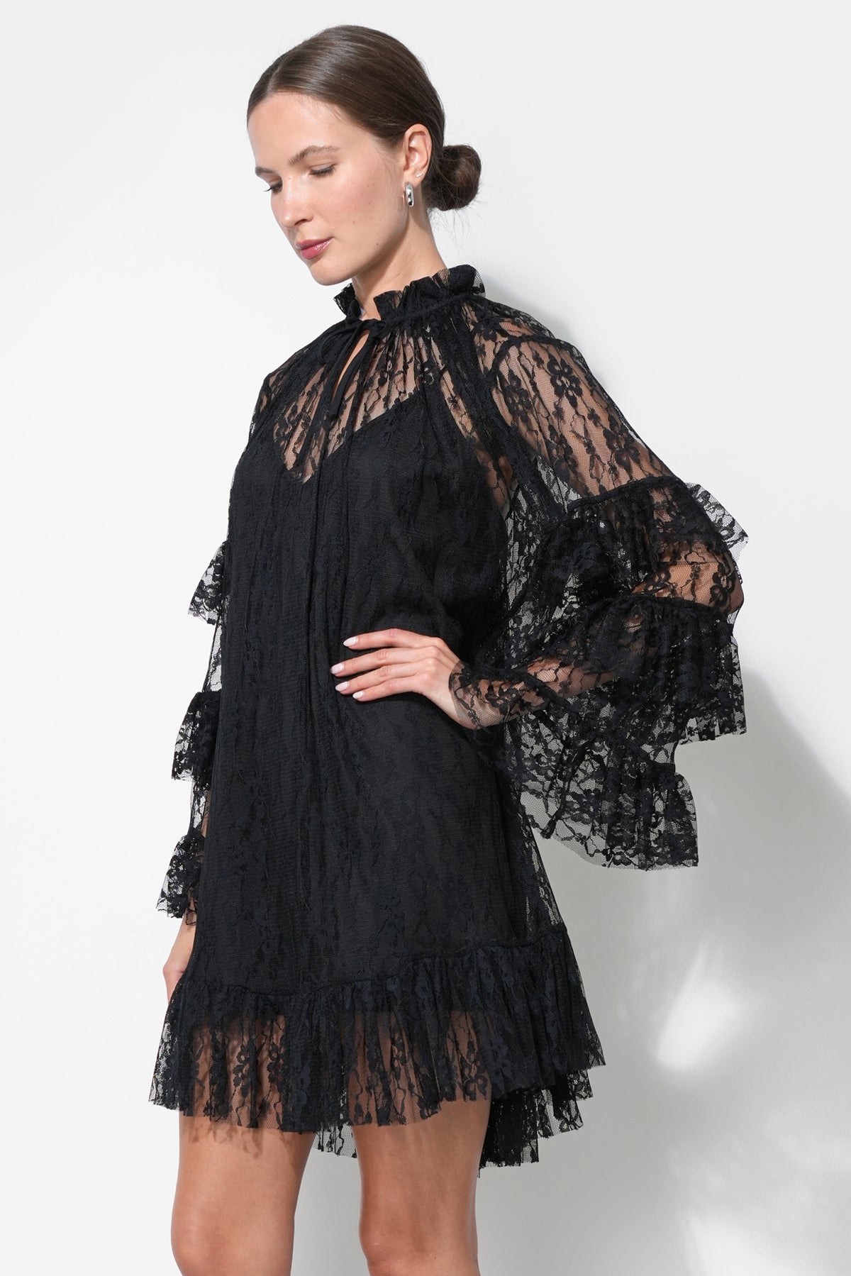 Lorena Lace Ruffled Shift Dress