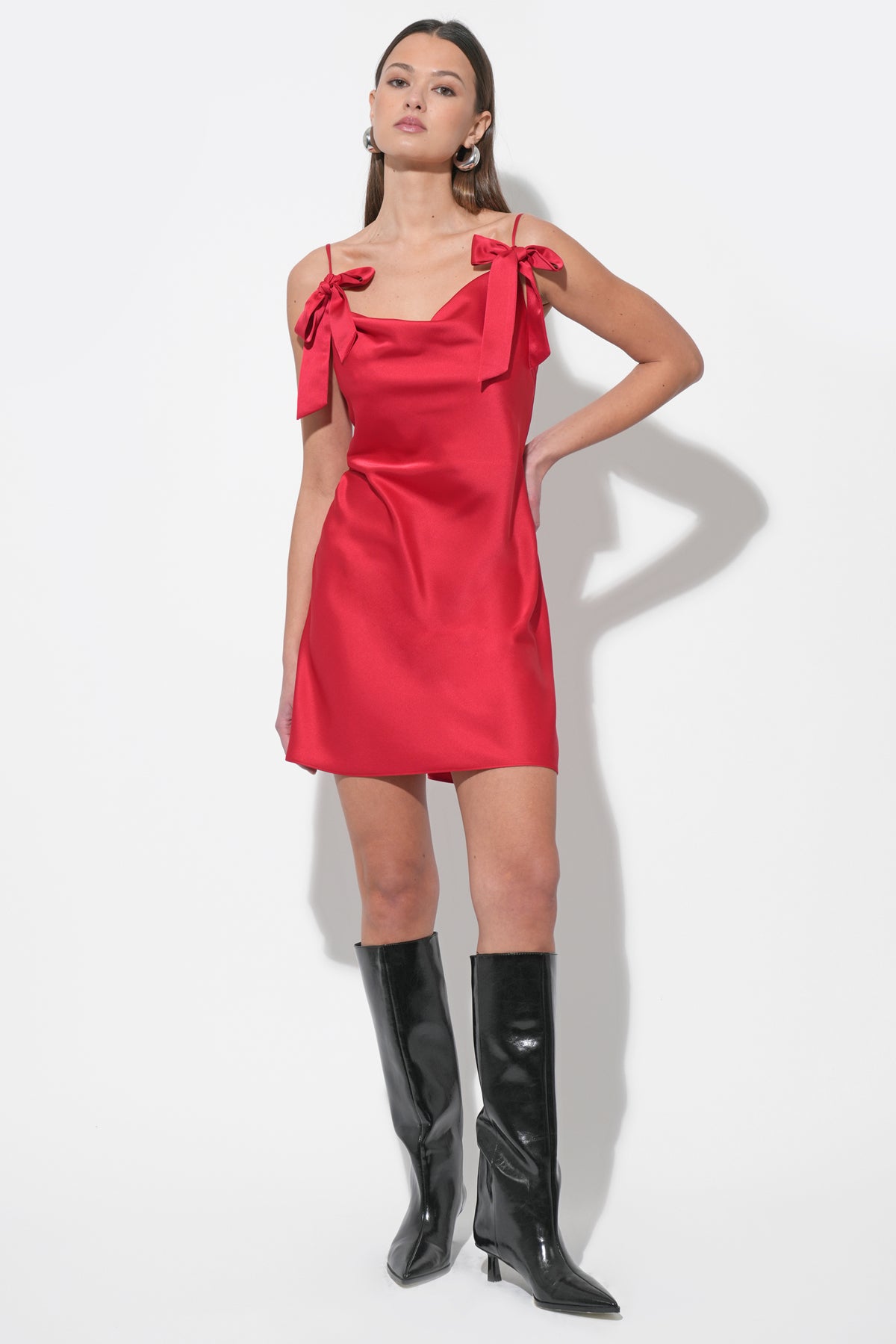 Kia Satin Mini Dress with Bows