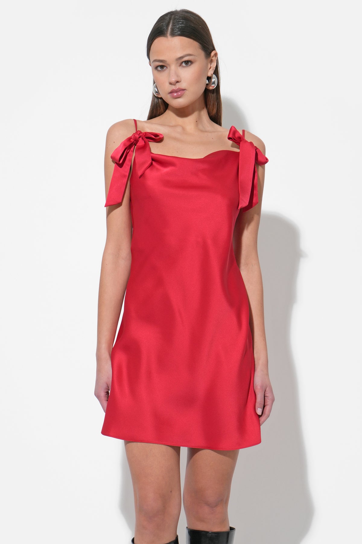 Kia Satin Mini Dress with Bows