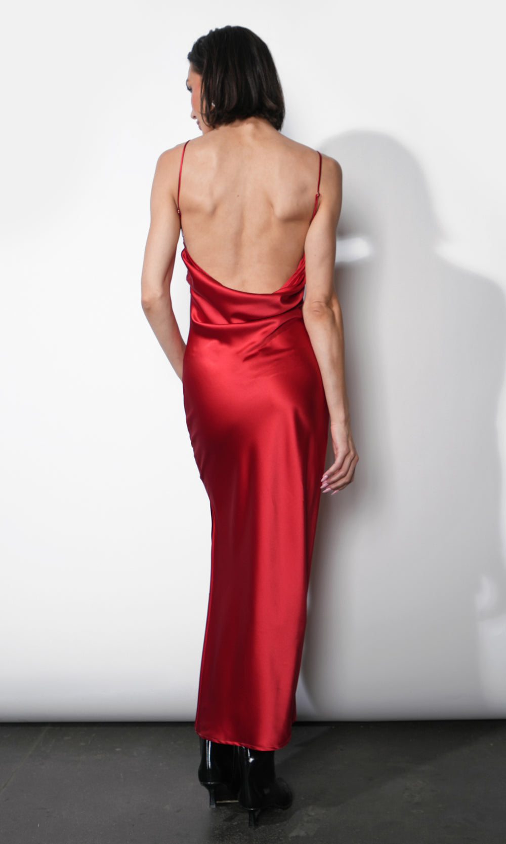 Isla Cowl Neck Satin Maxi W/ Slit