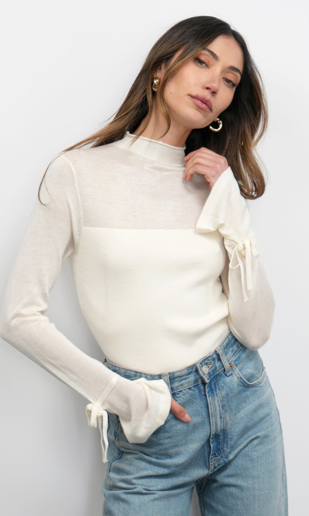 Valerie Sheer Yoke Knit w/ Florette Cuffs