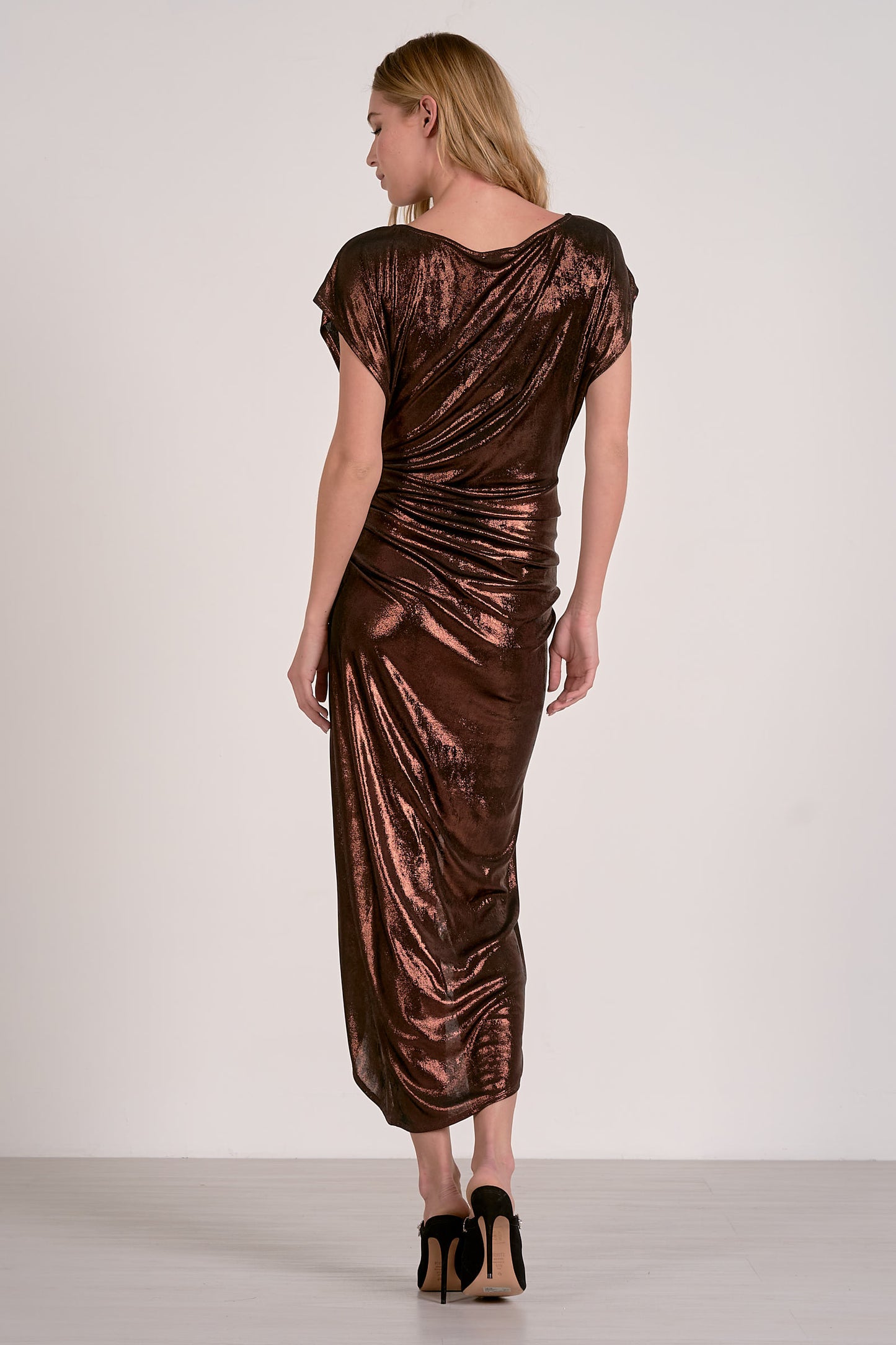 Chocolate Cap Sleeve Slit Dress