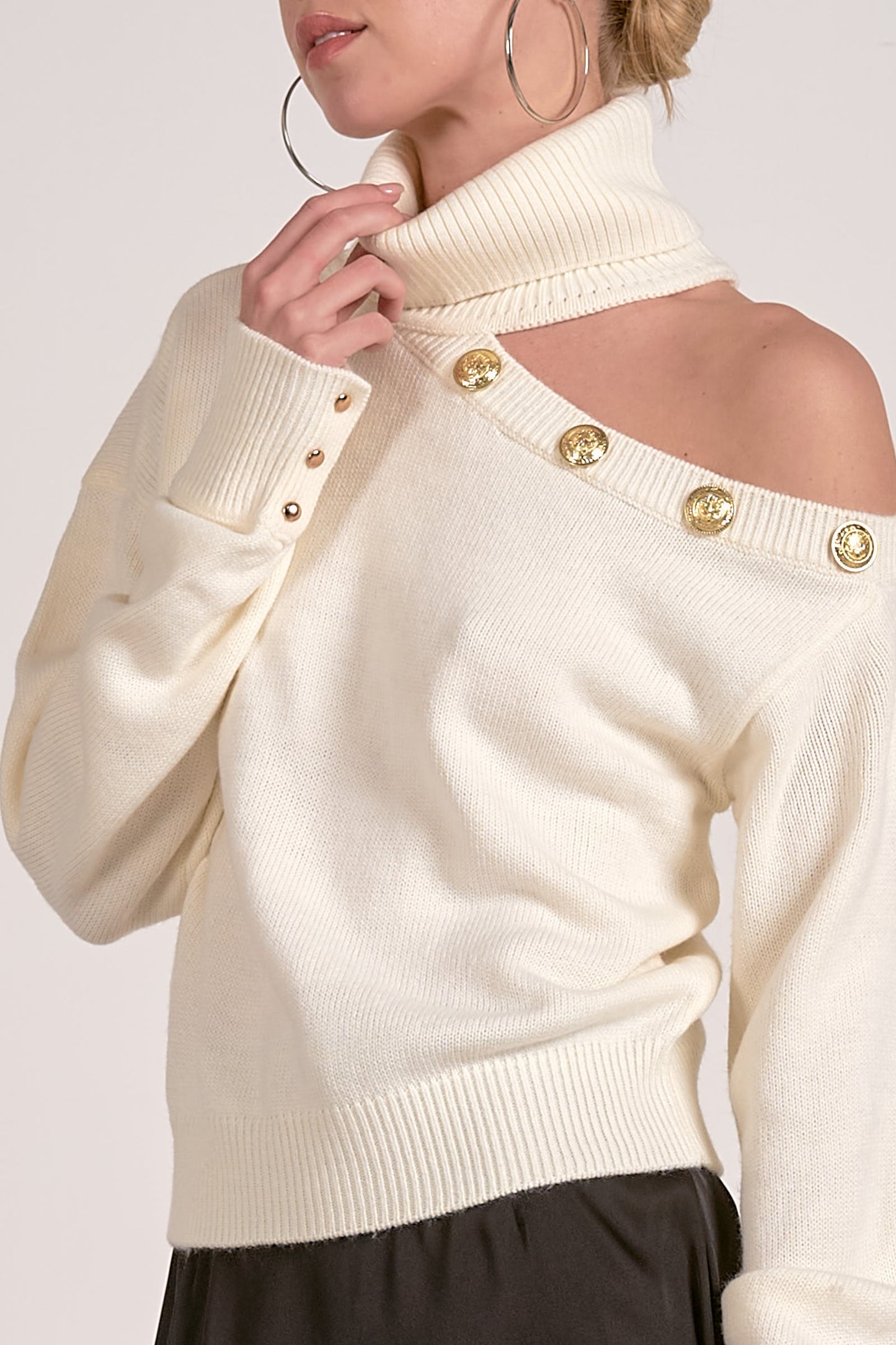 Cream open shoulder sweater