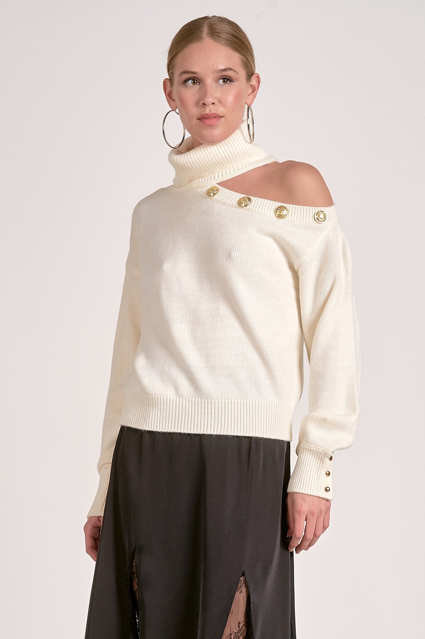 Cream open shoulder sweater