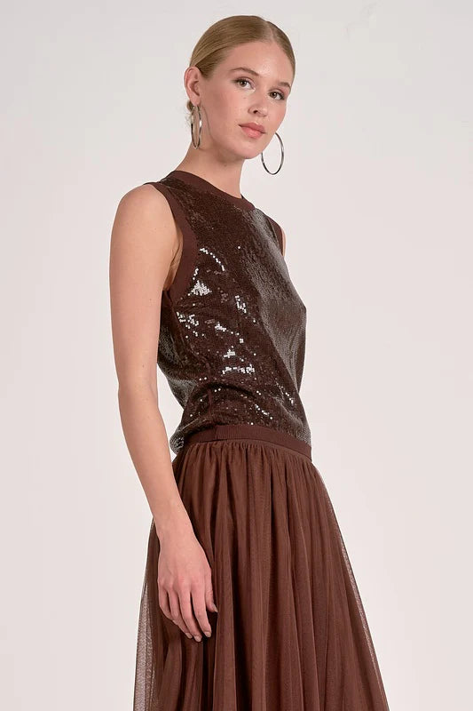 Dark Chocolate Sequin Top