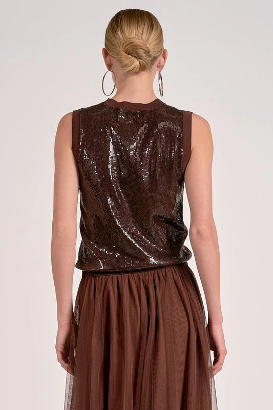 Dark Chocolate Sequin Top